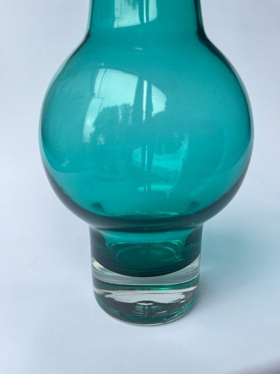Image 1 of Finnish Design - Riihimäki 70s Green Glass Vase 1371 for Riihimäen Lasi OY