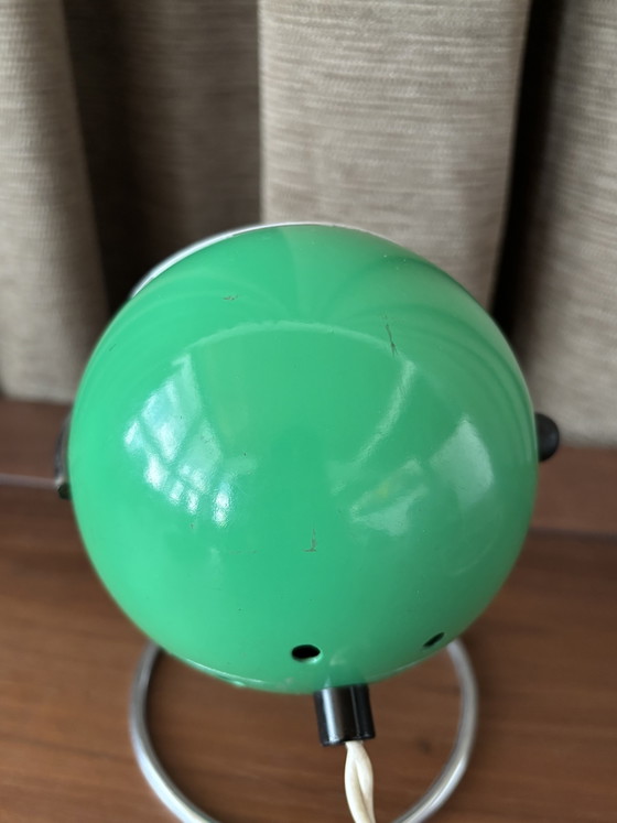 Vintage Eyeball table lamp — Space Age, green, 1970s – Chrome, Metal (photo 4 of 5)