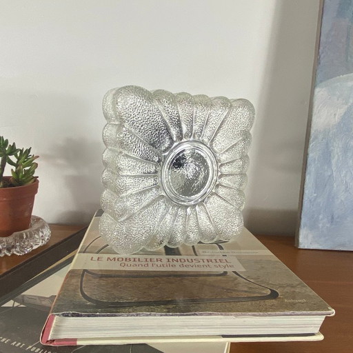 Old square Wall light ceiling light transparent glass flower vintage 1970 1980
