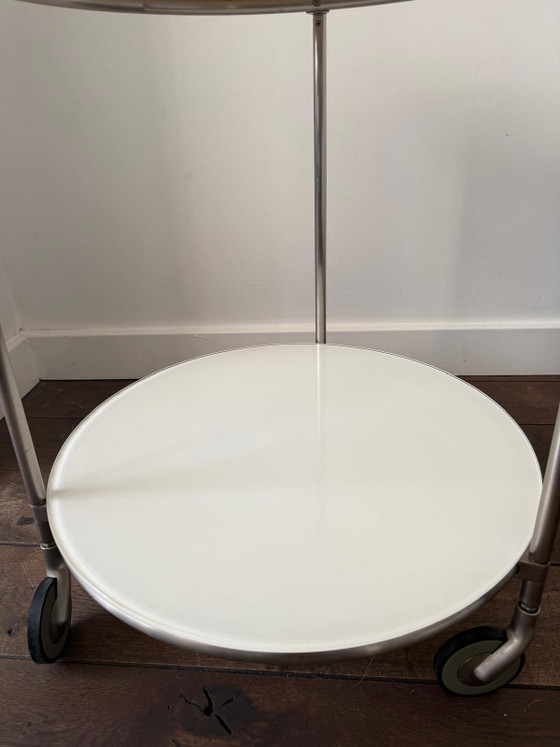 Vintage white 80s trolley Ehlen Johansson for IKEA, ehlen johansson voor Ikea, Side tables, Metal, Glass (photo 4 of 7)