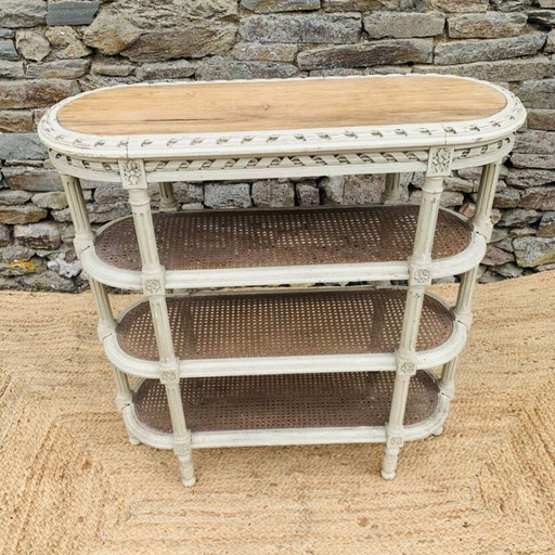 Louis XVI style shelf in grey lacquered wood