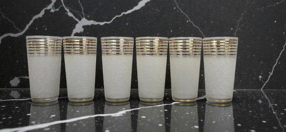 6 bicchieri da acqua / bicchieri da aranciata satinati – Bicchieri e caraffe, Cristallo, Vetro, Vintage (photo 6 of 6)