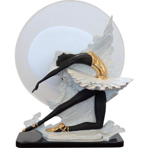 Vintage Lampe aus Muranoglas und Keramik, die eine Ballerina darstellt