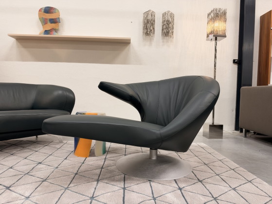 Leolux Parabolica Swivel Armchair green leather (photo 8 of 11)