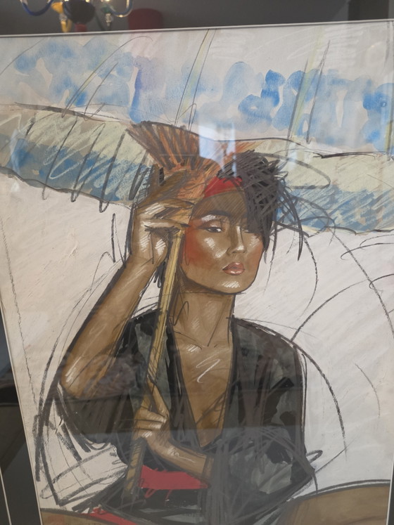 Origineel Kunstwerk Nico Vrielink (1988) – Gemengde Techniek – 103 x 82 cm Prachtig en Groot Origineel (photo 7 of 12)