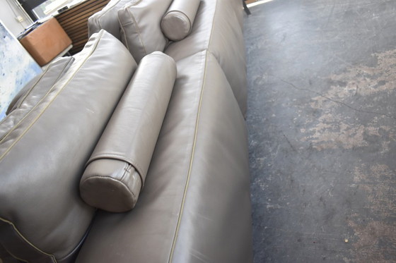 Image 1 of Ensemble canapé et repose-pieds Unique Flexform Lifesteel Pelle en cuir taupe marron