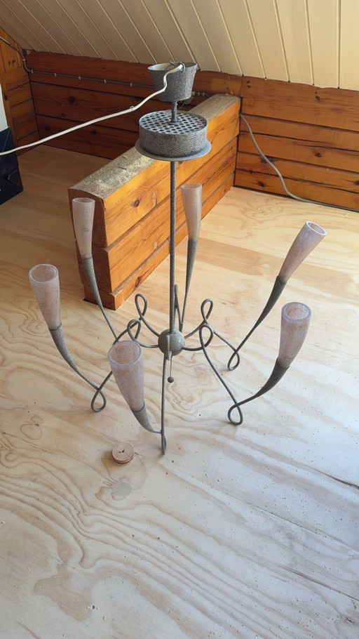 Terzani chandelier lamp with Murano glass