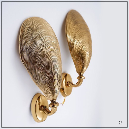 Paire d'appliques en bronze en forme de coquille de moule par Maison Jansen - Années 1970 (2 paires disponibles)