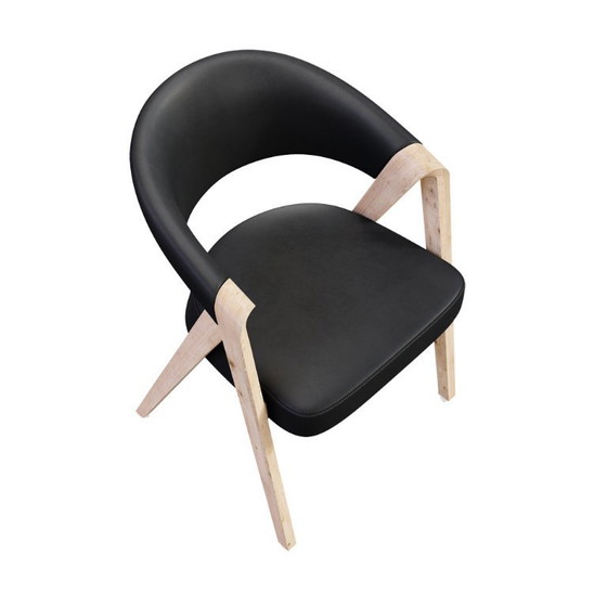 Image 1 of Martin Ballendat stoelen: massief eikenhout en zwart leer