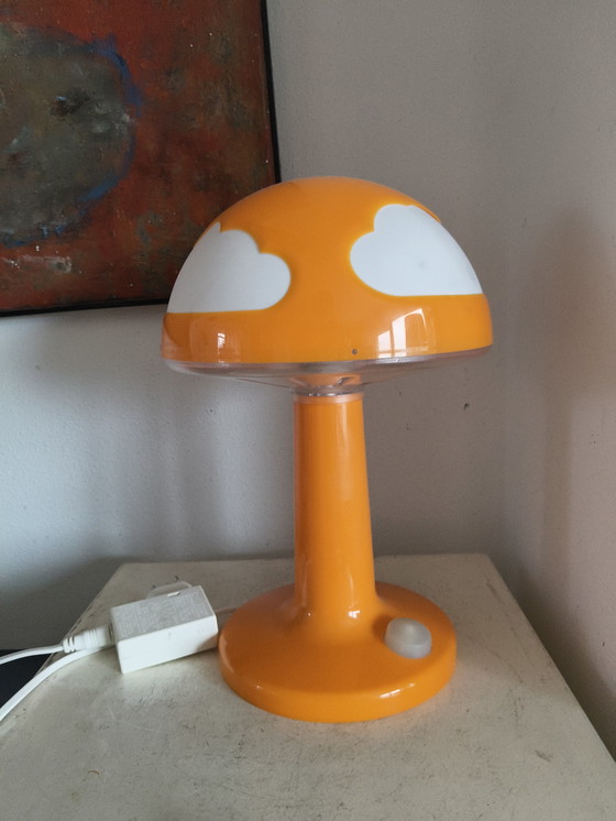 Image 1 of Rare lampe de table Ikea en plastique orange design vintage Skojig nuages