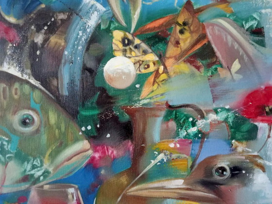 Original Oil Painting Abstract Figurative Girl Flowers Magic – Paintings & Drawings, Canvas (photo 12 of 13)