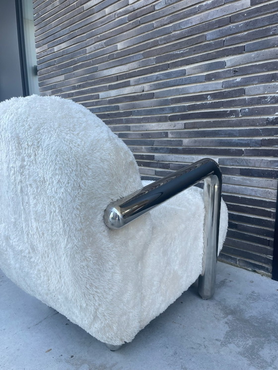 Silla mullida con detalles cromados., Sillones, Otro, Cromo, Crema (foto 5 de 8)
