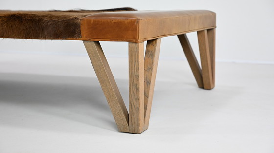 Image 1 of Lionel Jadot, Important Daybed in Cowhide, Leather and Oak. C.2010