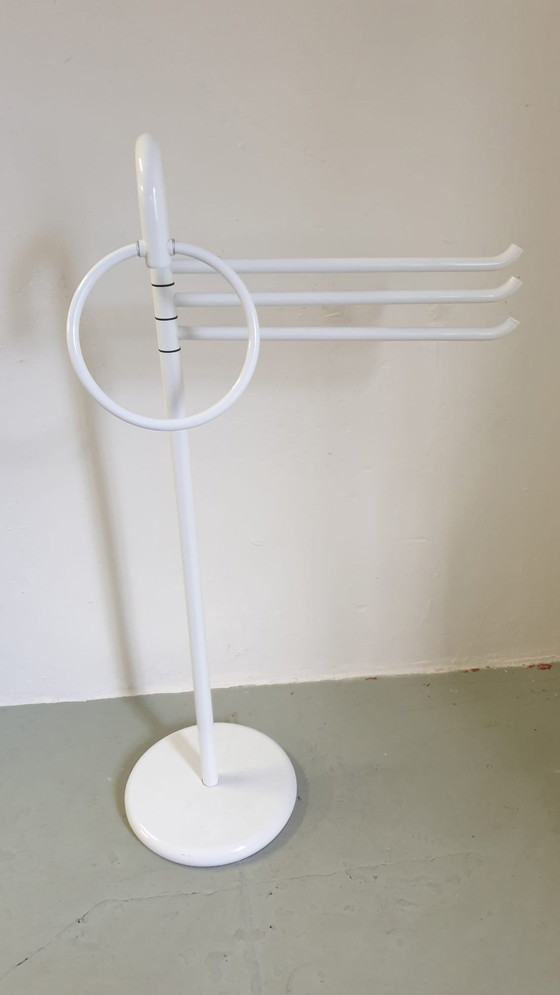 Image 1 of Vintage 80s Italian Metal White Lacquered Towel Rack/Dressboy