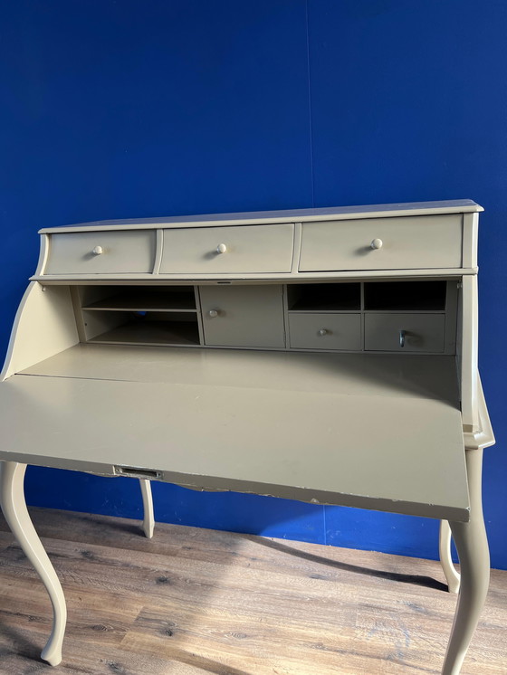Image 1 of Beautiful Old Desk in Beige Lacquered