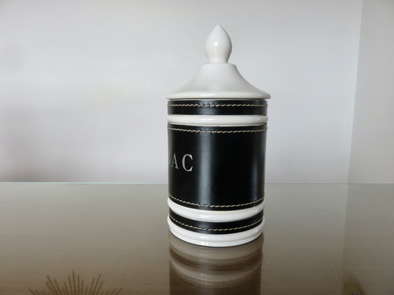 Image 1 of Pot à Tabac en Céramique et Skaï Noir, 1970