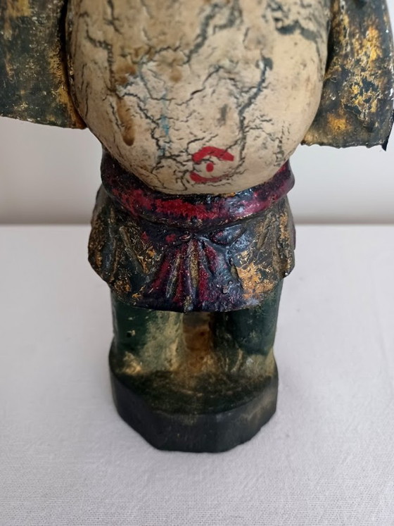Image 1 of Vietnamese Water Puppet – ‘Laughing Boy’ – Hand‑Carved Wood, Matte Lacquer, 26 cm