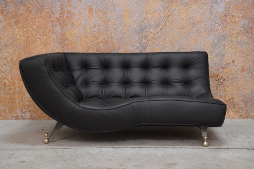 Chaise longue en cuir noir Montis Quintus design NEW