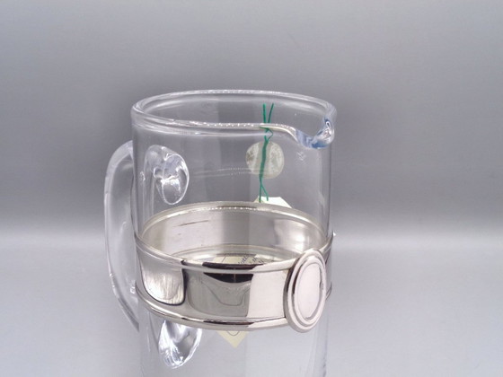 Image 1 of Karaf van geblazen glas met een band van 925 zilver.