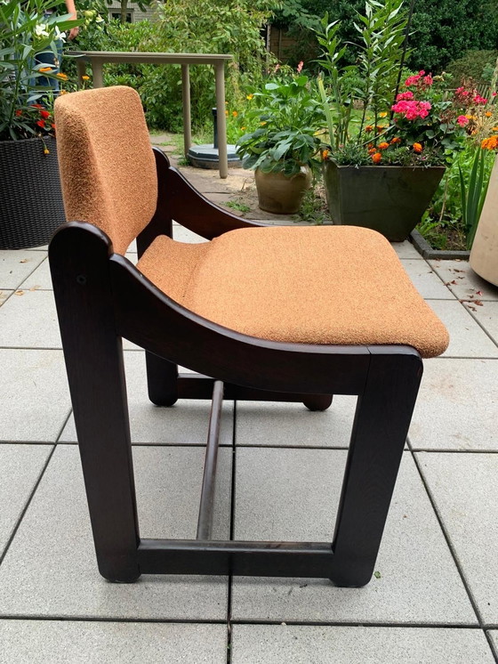 Image 1 of Wengé eetkamer nieuw gestoffeerd tafel met origineel formica blad.