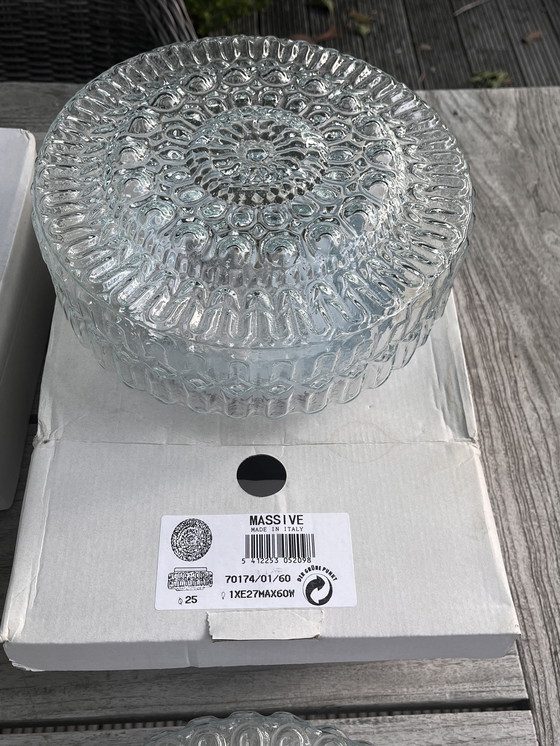 Image 1 of 4 vintage glazen plafondlampen massive 