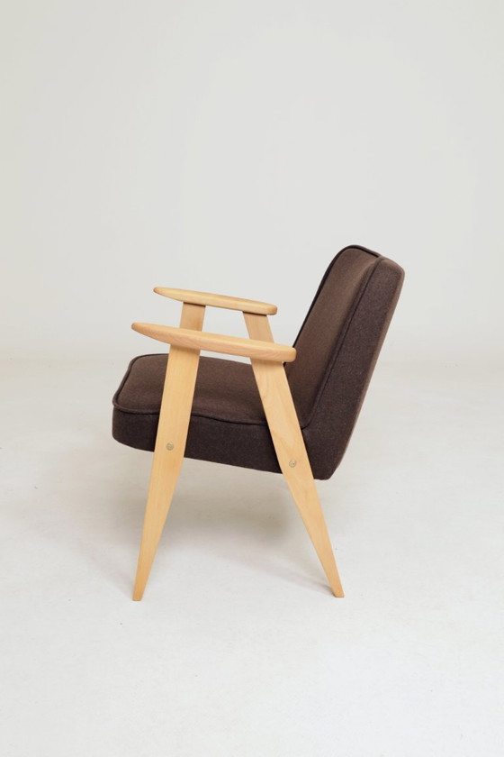 Image 1 of Lounge Chair Retro Style Cacao Wool Upholstery Natural beech wood