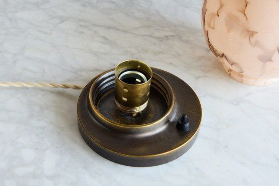 Image 1 of Antieke roze marmeren art deco lamp