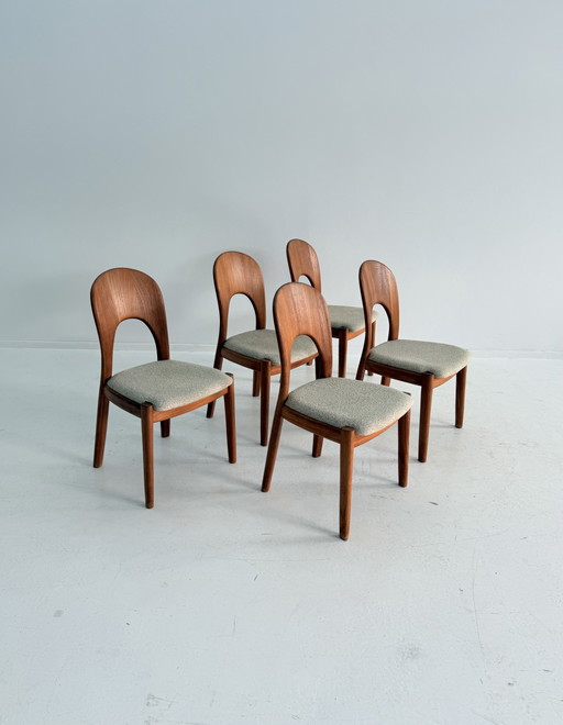 Set van 5 vintage ‘Morten chairs’, Koefoeds Hornslet ‘70 – eetkamerstoelen, Wood, Wool (photo 2 of 9)