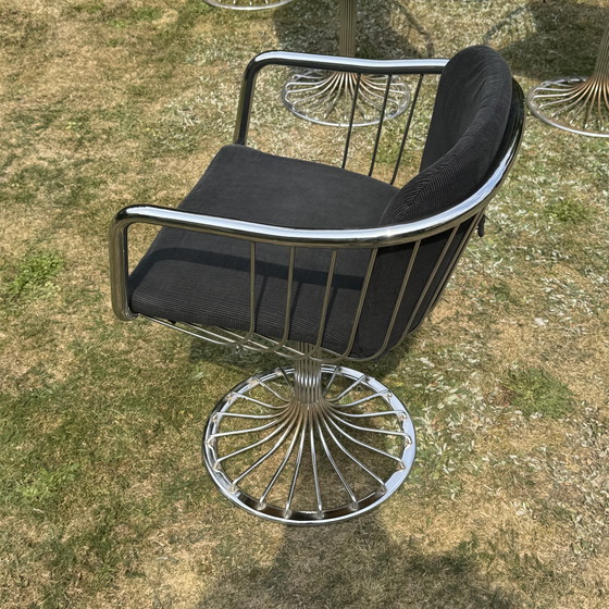 Image 1 of Rima Italy Zes vintage chromen stoelen uit de jaren 70 | Gastone Rinaldi-stijl | Mid-century modern | Space Age-design