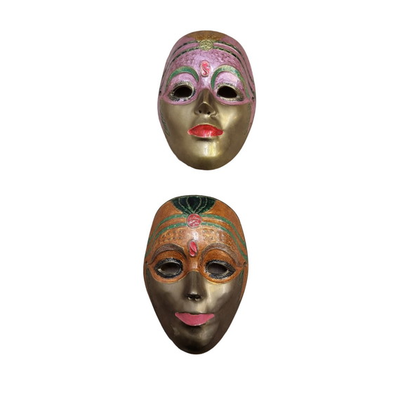 Image 1 of Vintage Messing Venetiaanse Maskers