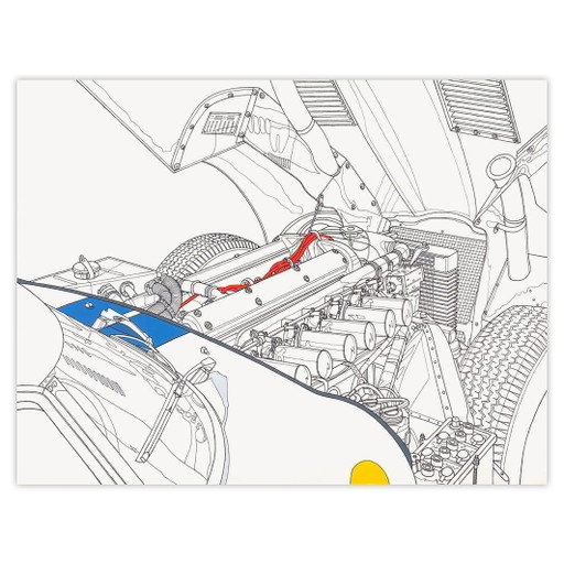 Sérigraphie signée par Michel Raimon Moteur Jaguar E Lightweight Cunningham Le Mans – lithos zeefdrukken (photo 2 of 5)