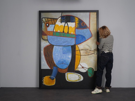 Large-Scale “Le Regard” Oil Painting After Karel Appel, Netherlands, 1990s, Paintings & Drawings, Wood (photo 3 of 10)