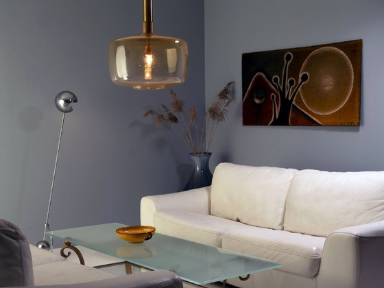 Image 1 of Paesaggio con sole e luna, pittura tessile, anni '70