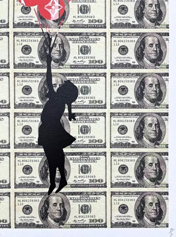 Image 1 of Death Nyc - Banksy Flying Balloon Girl, Louis Vuitton e Dollaro - Edizione limitata con certificato