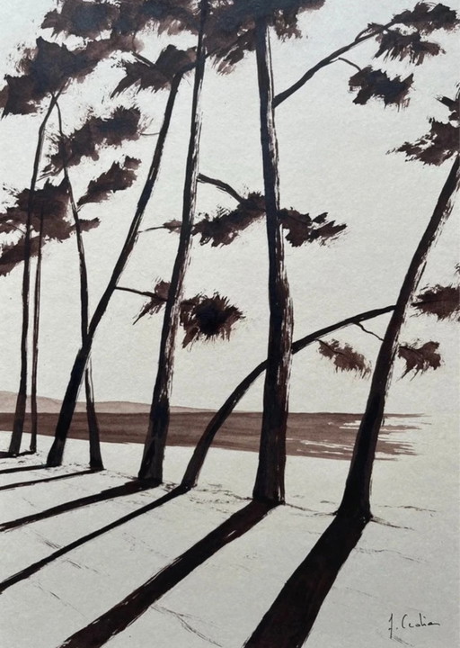 Ink on paper, 30x21cm, framed.