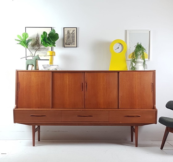 Image 1 of Vintage Deens Highboard | drankenkast buffetkast teak Danish