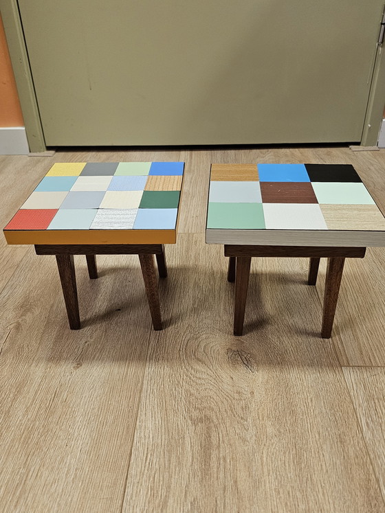 Image 1 of Set van 2 Vintage Plantentafeltjes Bijzettafeltje Tafeltje