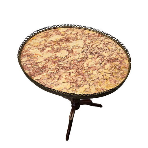 Tavolino classico in stile francese con piano ovale, anni '60/'70