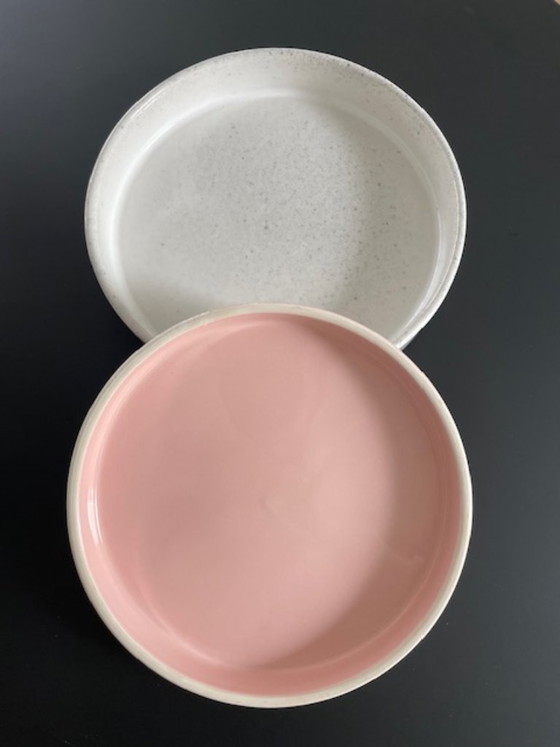 Image 1 of Keramieken Schalen Set 2 Wit Roze Glazuur