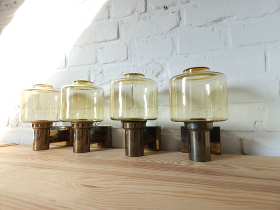 Image 1 of Set van 2 messing Heinz Neuhaus Leuchten wandlampen, mcm Hollywood regency wandlampen; 2 sets van 2 beschikbaar!