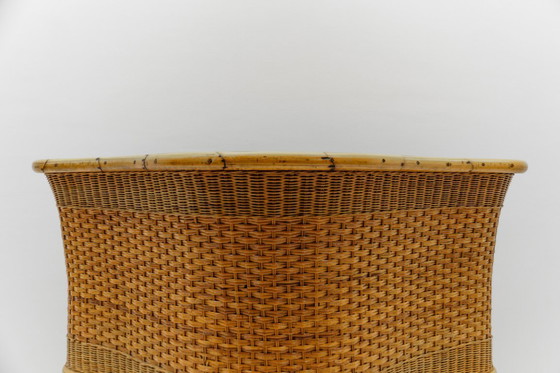 Image 1 of Bamboe bar met 5 bamboe barkrukken, jaren 1950, Italië