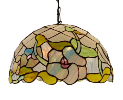 Antique Tiffany-style pendant lamp with floral design - 3 light points