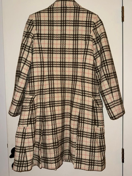 Burberry karierter Wollmantel mit zweireihiger Knopfleiste und floralem Futter – Größe 14Y / S – Geschenke (photo 8 of 9)