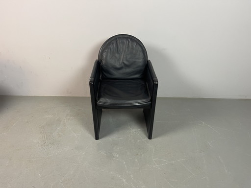 Poltrona Bulo Belgium Mid-Century in Pelle Nera – Stile Postmoderno / Memphis, Anni '80 Rif.: CH2017