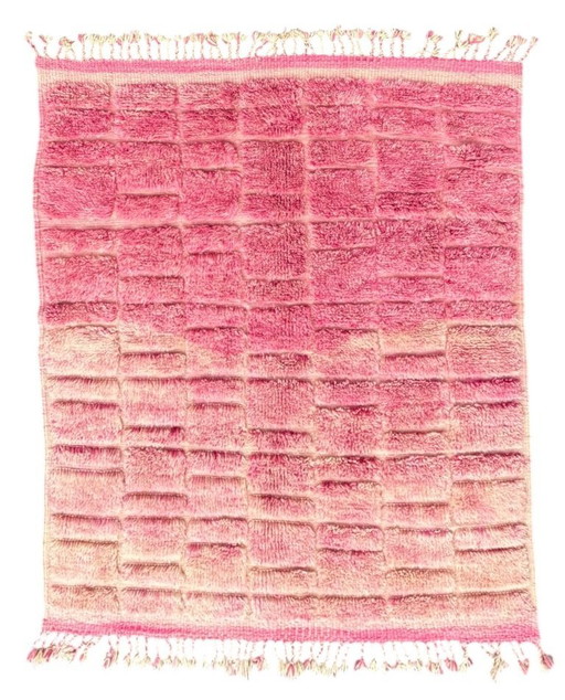 MAROKAAN CHECKERED PINK Wollen Vloerkleed 160x220 cm