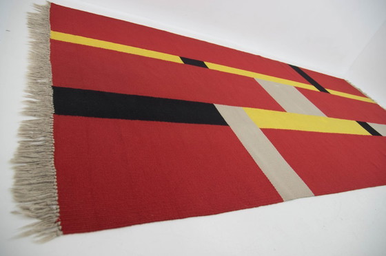 Image 1 of Tapis géométrique Bauhaus rare, années 1940