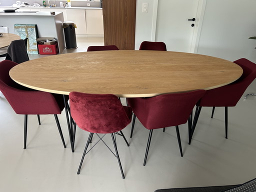Solid oak dining table oval