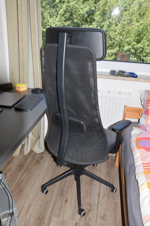 Ikea Järvfjället Bürostuhl aus Echtleder mit Lendenwirbelstütze – bureaustoelen, Leather, Metal (photo 2 of 9)