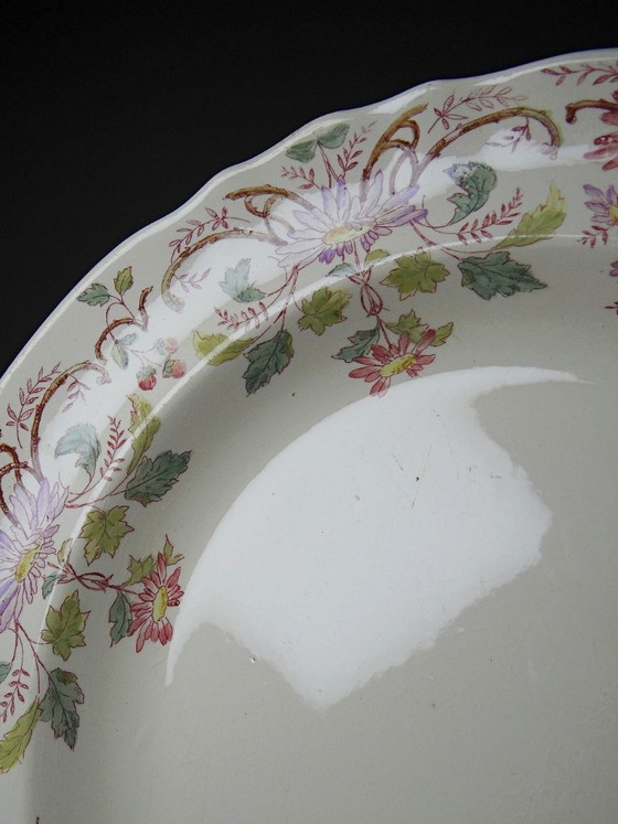 Antieke Longchamp Pâquerettes Aardewerk Polychrome Diepe Serveerschaal 19e Eeuw – Servies, Ceramic (photo 7 of 14)