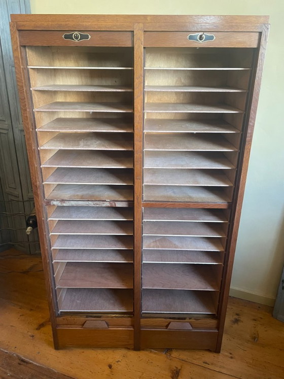 Image 1 of Armario con persiana enrollable Archivador Mueble para música Años 60 Francés